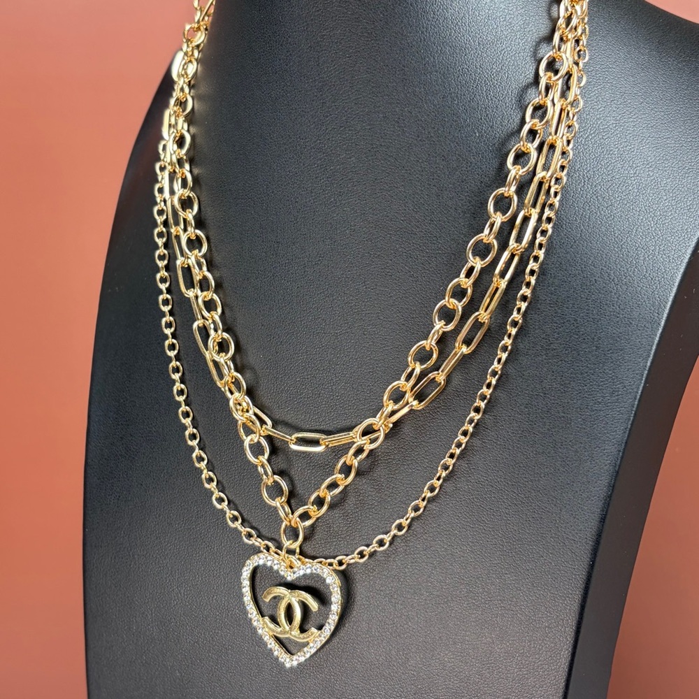 Gold Multi Stranded Charm Necklace - Picture 2 of 5